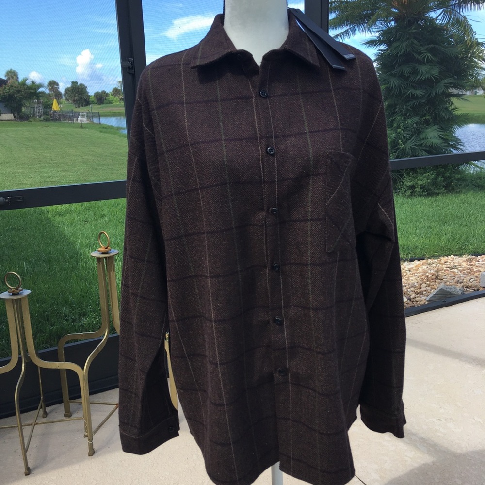 Realtakai XL Brown/Tan NWT  Plaid Men's Heavyweight Jacket/Shirt